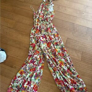 NWT Vince Camuto Multicolor Floral XS Halter Neck Jumpsuit